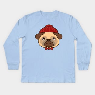 Beanie Pug Is Kawaii And Cute Kids Long Sleeve T-Shirt